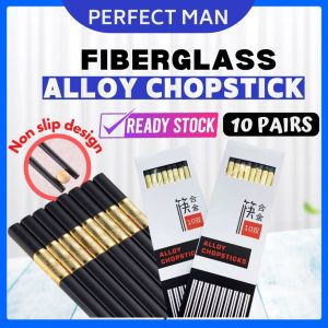 PM - Premium Fiberglass Alloy Chopsticks set Non-Slip With gold “FU" word (10 pairs) Dishwasher Safe