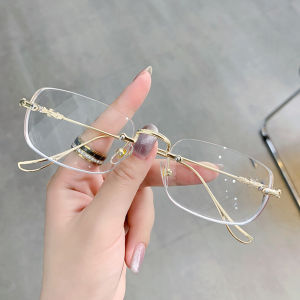 【♡Lovely girls house♡】Photochromic Anti Radiation Frameless Glasses for Women Men Rimless Transition Rectangle Eyeglasses