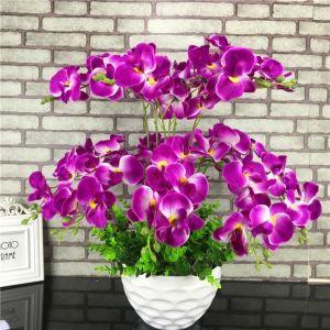 CHLOCH Butterfly Orchid Artificial Flowers 7 Forks Silk Flower 3D Orchidea Phalaenopsis Modern Real Touch Home Wedding Decoration Holiday Decor