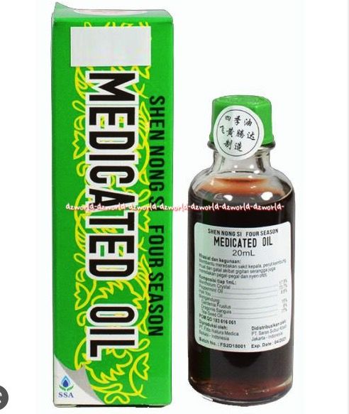 Medicated Oil 20ml Shen Nong Si Four Season Minyak Angin China Shensi 20 ml Minyak Gosok Urut Nyeri Sendi Gatal Digigit Serangga Mual Sakit Perut Sakit Tenggorokan Shenong Cina Medicine Oils