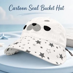 NEXTYOO Breathable Seal Bucket Hat Wide Brim Cartoon Soft-Top Hat Cute Adjustable Sun Hat Woman