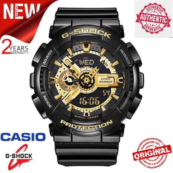 Ready Stock Original G Shock GA 110GB 1A Men Sport Watch Duo W Time 200M Water Resistant Shockproof and Waterproof World Time LED Auto Light Wrist Sport Digital Watches with 2 Year Warranty GA110 GA 1...