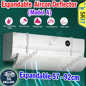 【SKIT SG】57-92cm Expandable Air Conditioner Wind Shield Aircon Wind Deflector AC Windshield Retractable Aircon Deflector Universal Wall Mounted Split Aircon Air Flow Deflector Prevent Direct Blowing Cooling Shield for Home Office Bedroom Easy Install