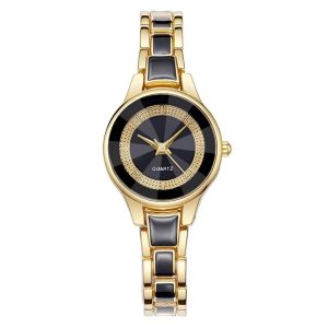 OKDEALS Quartz Movement Quartz Wristwatch Imitation Ceramic Round Dial Women Wrist Watch Elegant Gift Ceramic Watch For Women