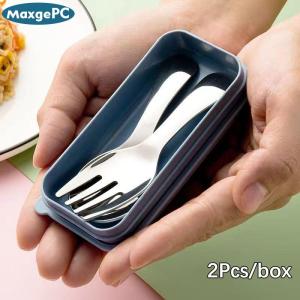 MaxgePC Mini Portable Spoon Fork Tableware Outdoor Camping Stainless Steel Cutlery Set For Lunch Hiking Camp Cooking Supplies