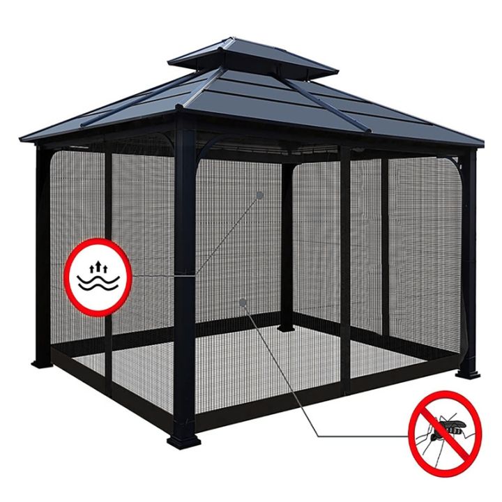 12x12 Gazebo Aoodor Gazebo Replacement Netting Screen, 12' X 12