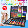 168pcs Art Set - Coloring Set Super Mega Rollerball Pen Colorful Pencil Wax Crayon and Oil Painting Brush Set Watercolour Puffs Plastic Palette Pencil Sharpener Sale COD. 