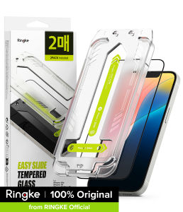 Ringke Easy Slide Tempered Glass [2 Pack] Compatible with [Apple iPhone 16e] Screen Protector with Installation Tool HD Quality 9H Hardness Tempered Glass Film