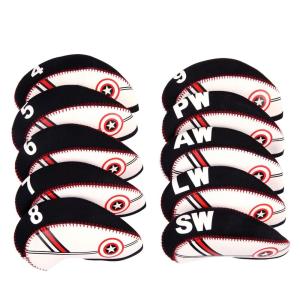 FEEZE 10 ชิ้น/เซ็ต ทนทาน ที่ครอบไม้กอล์ฟ ฝาครอบป้องกัน 4 5 6 7 8 9 SW PW LW AW พร้อมดีไซน์ตัวเลข อุปกรณ์เสริมสำหรับพัตเตอร์กอล์ฟ กล่องป้องกัน ผ้าคลุมหัวไม้กอล์ฟ ผ้าคลุมหัวไม้กอล์ฟ ที่ครอบหัวไม้กอล์ฟ