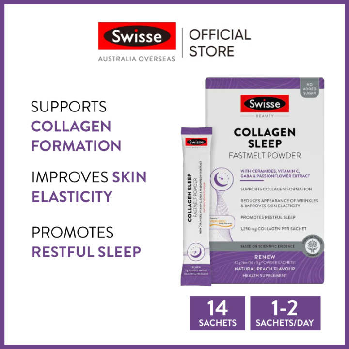 Swisse Beauty Collagen Sleep Fastmelt Powder 14 x 3g (EXP:06 2025) | Lazada