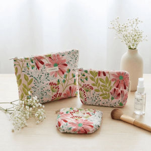 U85IS1 Foldable Floral Quilted Cosmetic Bag Large Capacity Soft Cloth Toiletry Bag Ins Multi-Size Makeup Bag Travel