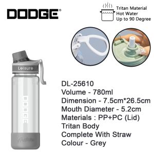 Dodge 780ml/1L/1.25L Direct Drink Large Capacity Leakproof Tritan BPA-Free Water Bottle