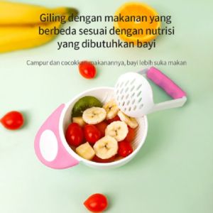 Mangkok MPASI Baby Food Maker Alat Belajar Makan Bayi Menghaluskan Makanan Penggiling Daging Buah Sayur Anak Balita Baby Grinding Bowl