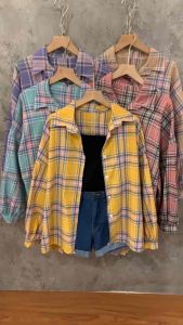 Kemeja Flanel Oversize LD 120cm