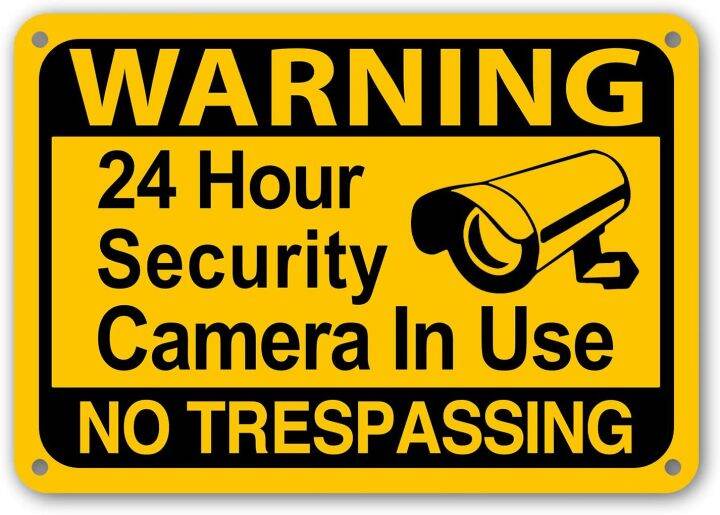 Mysignboards 24 Hour Surveillance Yellow Signs Home Security Warning ...