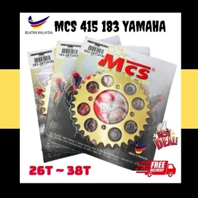MCS 415 RACING SPROCKET YAMAHA 183 GOLD (26T-38T) RACING SPOKET BELAKANG YAMAHA LC135 Y15 Y125 RXZ