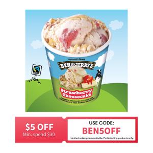 Ben & Jerrys Strawberry Cheese Cake Ice Cream 473ML - Frozen
