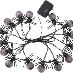 WARM 3meters Home Decorations Spider String Lights 20 LED Funny Halloween Party Props Durable Indoor Outdoor Spider LED Lights Indoor Decor