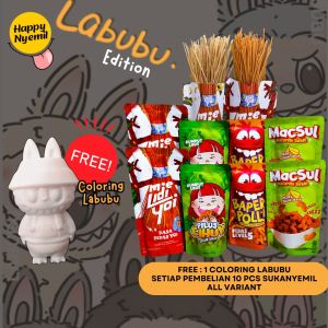 SUKA NYEMIL - Labubu Edition - Paket Snack 10 pcs Bebas Pilih FREE Coloring Labubu | Snack Berhadiah Labubu