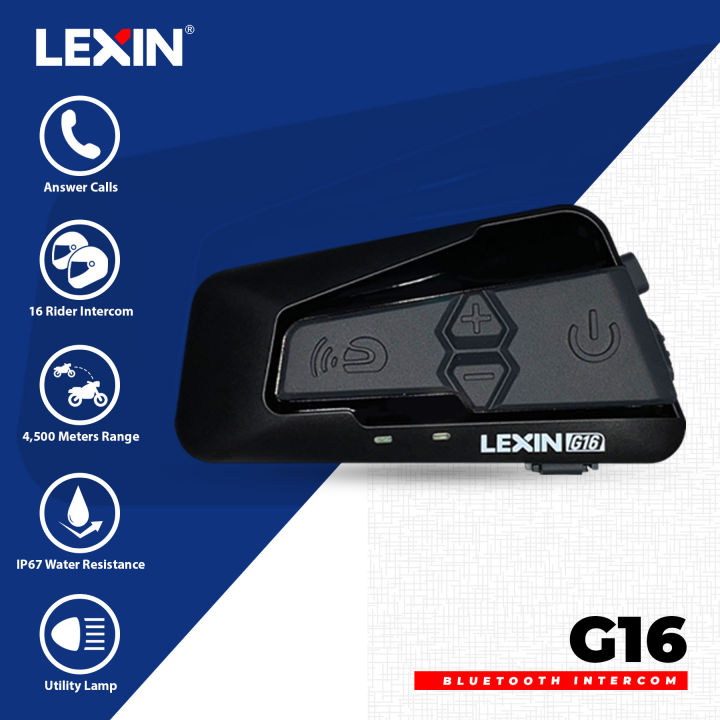 LEXIN 1pc G16 Motorcycle Bluetooth Intercom Headset with Headlamp