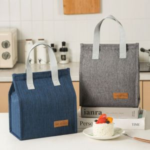 NSONLA Travel Casual Cooler Lunch Box Bag Picnic Food Bag Solid Color Insulation Package Tote Canvas Lunch Bag Waterproof Lunch Bag Thermal Breakfast Organizer Food Hand Bags