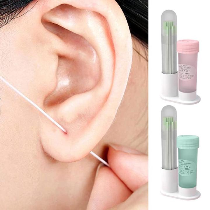 Piercing Floss Gentle Piercing Aftercare Kit Anti-Blocking Ear Floss 180pcs Portable 15ml Ear Cleaning Solution for Pierced Ears Ear Hole Cleaner Tool favorable