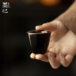 墨己乌金黑釉陶瓷品茗杯功夫茶具家用酱色小号茶杯单杯喝茶小杯子