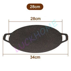 Alat pemanggang BBQ Piring Pemanggang Wajan Bulat Anti Lengket Serbaguna Panggangan Bulat kompor Panggangan Grill Pan Korea Datar Anti Lengket Wajan Panggangan Penggorengan Anti Lengket