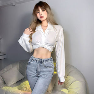 พร้อมส่งเสื้อเชิ้ตแขนยาว ดีเทลผูกโบว์หลังน่ารักๆ เสื้อเชิ้ตแขนยาวสไตล์เกาหลี มีบริการเก็บปลายทาง