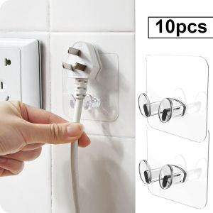 5/10Pcs Wall Mounted Wire Hook Punch-free Power Plug Socket Storage Holder Cable Organizer Self Adhesive Hanger Kitchen Bathroom