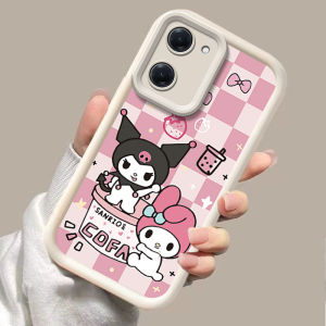 LIFEBELLE for Vivo Y03 Y03t Y18 Y28s 5G Black Soft Silicone Shockproof Phone Case White Cute Cartoon Anime Pattern Back Cover