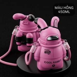 Bình giữ nhiệt phi hành gia thỏ HOT TREND 450ml Bình đựng nước học sinh thép không rỉ INOX 316 Giữ nhiệt 12 tiếng BH 6 tháng