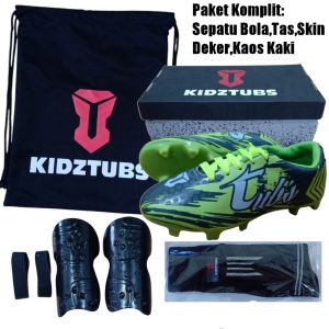 KIDZTUBS Sepatu Bola Anak Paket Komplit Sepatu Bola Tas Skin Deker Kaos Kaki Usia 6-10 Tahun Size 28 29 30 31 32 33 34 35 36 37 KDZ1456122824