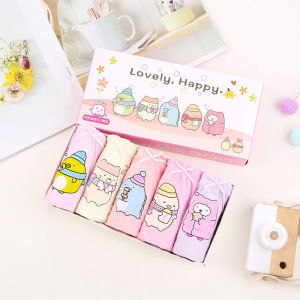 พร้อมส่ง กางเกงในเด็กผู้หญิง 1กล่อง5ตัว ผ้าฝ้ายแท้ ลวดลายน่ารักของการ์ตูน กางเกงในเด็ก3 5 6ขวบ