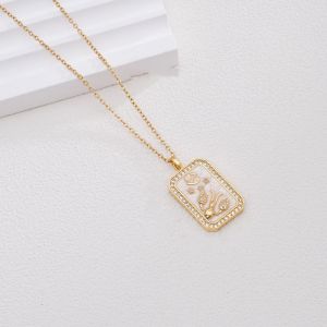 OSF66 Zircon 12 Dây chuyền Chòm sao Trang sức cổ Mạ vàng Dây chuyền cổ điển Thời trang Cổ điển Dây chuyền dây chuyền cung hoàng đạo