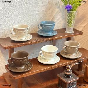 [COD] Yaokeqi 2PCS Small Luxury French Coffee Cup Plate Set Toy Dollhouse Mini Furniture Model DIY Accessories Miniature Scene Decoration