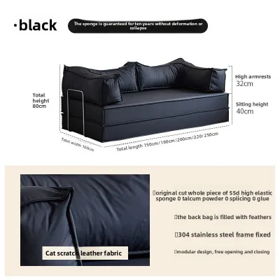 Vintage Teddy Sofa Bed Foldable Dual-use Small Apartment Living Room Home Use Two or Three-seater Tofu Block Fabric Modular