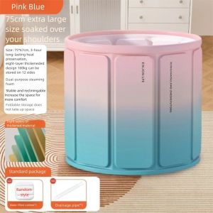LUXELU Tròn mở rộng Bồn tắm gập lại Toàn thân Khóa nhiệt độ lâu dài Xô tắm Di động Dày lên Bồn tắm di động Hộ gia đình
