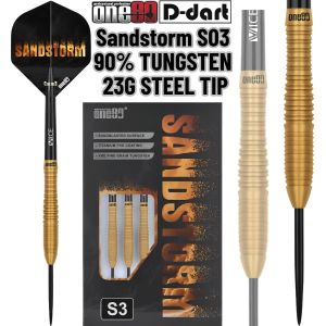 ONE80 STEEL TIP DART - 23G SANDSTORM 03 90% TUNGSTEN DART SET ORIGINAL STEEL DARTS (ARROW DART KELULI)