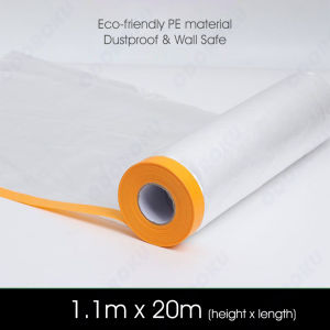 ODOROKU Pre Taped Renovation Plastic Dust Cover Protection Disposable Furniture Dustproof Cover Plastic Cover Plastic Film 4.5/4/3/1M x 20M
