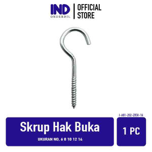 Skrup Hak Terbuka Ukuran No 6 8 10 12 14 Cantolan Kaitan Kait Screw hook Screwhook Buka Tanda Tanya Ulir Sekrup Kapstok Kandang Burung