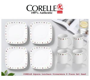 CORELLE Square Luncheon Dinnerware 8 Piece Set Seed