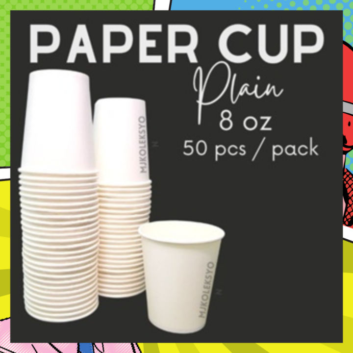 50pcs Paper Cup 8oz and 6oz Plain White Disposable Party Cups | Lazada PH