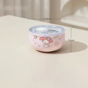 For Sanrio Kuromi 5inch Rice Bowl Hello Cinnamoroll Bowls Stainless Steel Soup Bowls Complementary Food Tableware for Baby2026