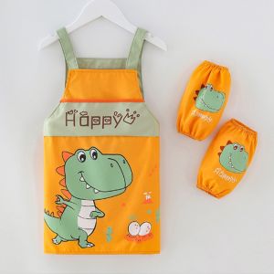 Cartoon Apron for Kids Waterproof Painting Apron Adjustable Bib Apron Cooking Children Gift