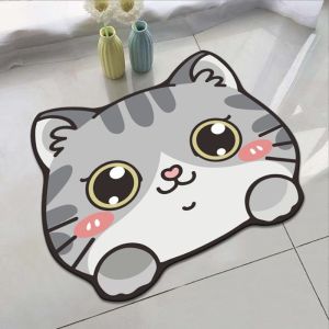 【COD】40 * 60cm Cartoon Door Mat Shiba Inu Cat Bathroom Bath Mat Washable Anti-slip Bathtube Side Pad Absorbent Rugs