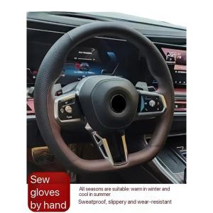 Kaly Zrainsun Customized Car Steering Wheel Cover For BMW 525 530 X2 X3 X5 ix1 i3 345 735 740 Genuine Leather Hand-stitched 3D Style 6K4N7