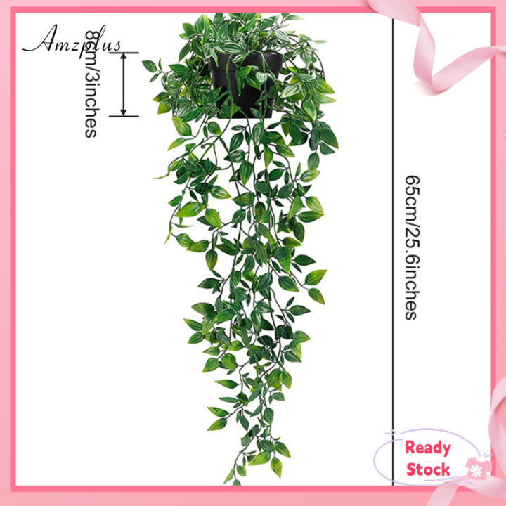 Amzplus Artificial Hanging Plants Small Fake Potted Plants For Indoor ...