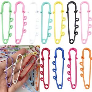 BKIJJ 10 Pcs Hợp  kẽm Ghim an toàn 3 vòng lặp Kích thước 6cm Kẹp quần áo Đa năng Sơn phun Ghim cài áo dành cho hợp  kẽm