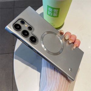 Luxury Magnetic For Magsafe Frameless Phone Case For Samsung S26 S25 S24 Ultra S22 S23 Plus Slim Metal Color Borderless Cover